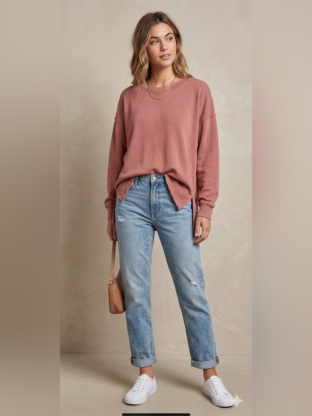 American Eagle Ahh-mazingly Soft Sweatshirt Dusty Rose Oversized Pullover Small‎